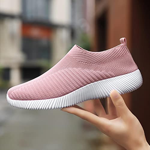 HUANLE Frauen vulkanisierte Schuhe hochwertige Neue Frauen Sneakers in Flats Schuhe Frauen Sleaser ausrutschen-Pink,39