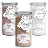 MINI JUMBO SET - 3 x DUFTKERZE IM ORIGINAL WECKGLAS - 100% Stearin, 70h Brenndauer - Vanille Macadamia, Mandel Karamell, French Vanilla