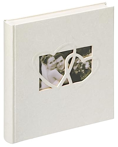 walther design Fotoalbum weiss 28 x 30,5 cm Einband aus Leinen mit Cover-Ausstanzung, Hochzeitsalbum Sweet Heart UH-123