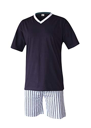 Moonline nightwear Herren Pyjama Schlafanzug kurz Herren Pyjama kurz Herren Shorty Schlafanzug aus 100% Baumwolle Gr M/46-48