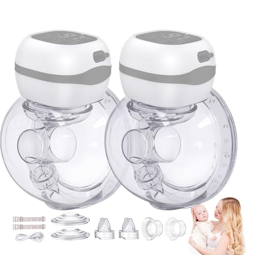 Jheppbay Milchpumpe Elektrisch Tragbar Doppelt - 3 Modi und 12 Stufen, Breast Pump mit 5s Schnellinstallation, BPA-frei, Schmerzfreie, Geräuscharme Elektrische Milchpumpe Freihändig(2er-Pack)