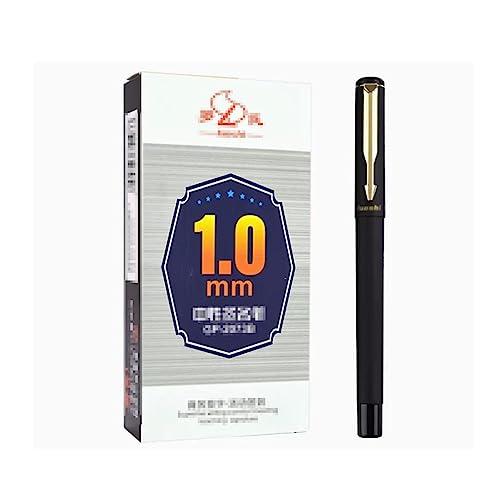 gaozxfdc Stilvoll 12 Stück mattschwarzer Kugelschreiber mit goldenem Rand, 0,5 mm/0,7 mm/1,0 mm schwarzer Unisex-Stift, Business-Büro-Signaturstift Langlebig