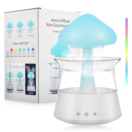 Rain Cloud Humidifier Diffusor für ätherisches Öl mit 7 Farben LED-Lichtern und Regentropfen Sound Nano-Nebel Luftbefeuchter für Schlafzimmer Kinderzimmer Pflanzen Baby