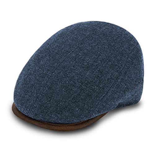 fiebig Sula Flatcap | Schirmmütze aus 100% Schurwolle | Hochwertige Gatsby Kappe Made in Italy (60-XL, Jeansblau)