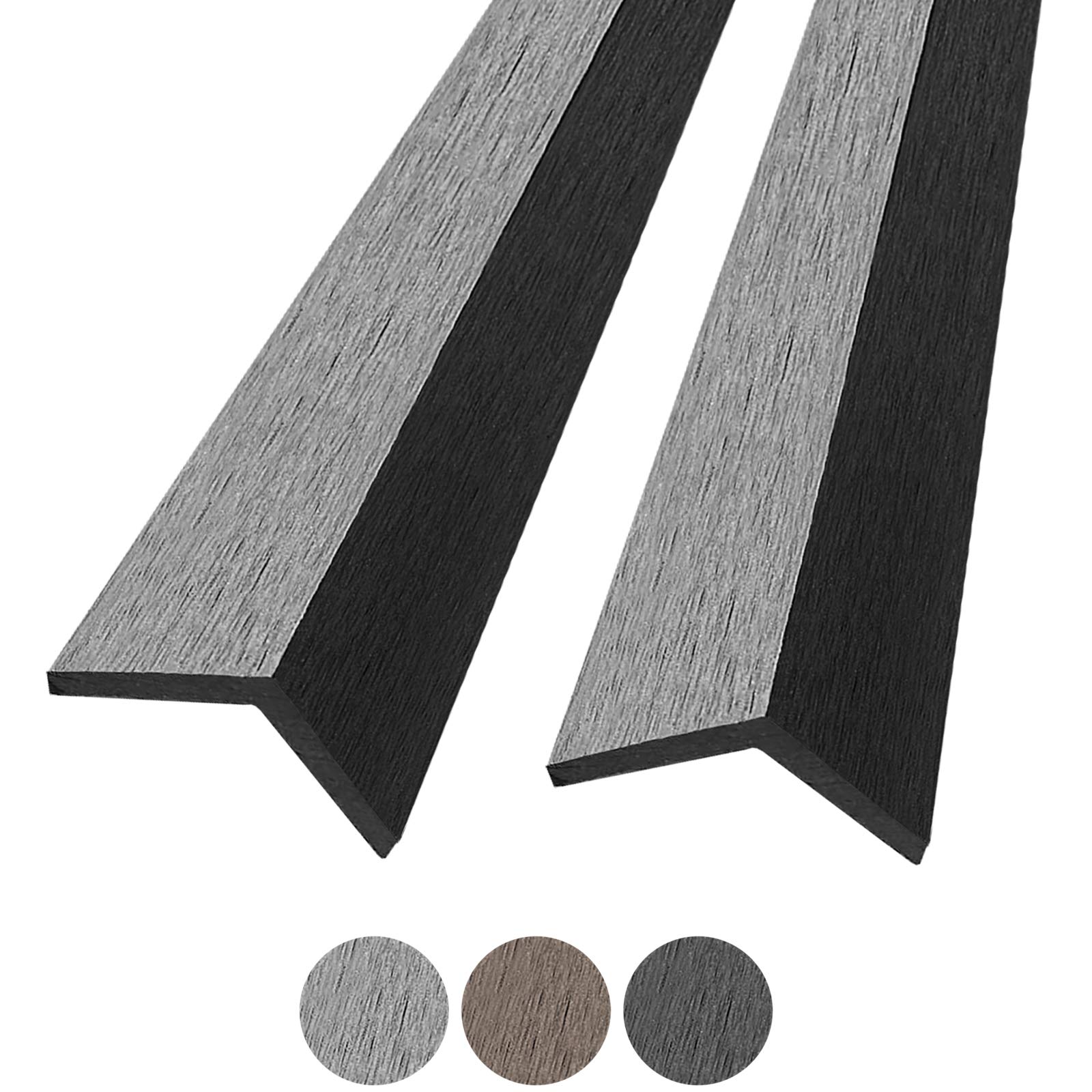 Montafox 5 Stück WPC Abschlussleisten 190 cm Abdeckleiste Terrassendielen Dielen L-Leiste - Grau