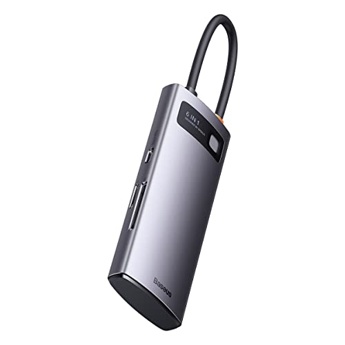 Baseus 6-in-1 Metal Gleam Serie, USB-C auf 3 x USB 3.0 + USB-C PD + microSD/SD