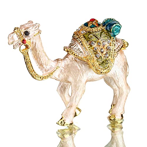 QINGMM 1 Stück Jeweled Camel Trinket Box, handbemalte Sammlerfiguren, Dekoration, Schmuck-Aufbewahrungsbox mit Kristallen