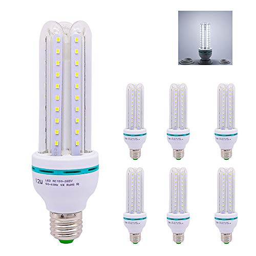 Chao zan LED Lampe U-Form Glas Glühbirne 12 W ersetzt 120 W, AC 220 V E27, Kaltweiß (6000 Kelvin), Speichern 90% Energie,LED Energiesparlampe,6 er Pack
