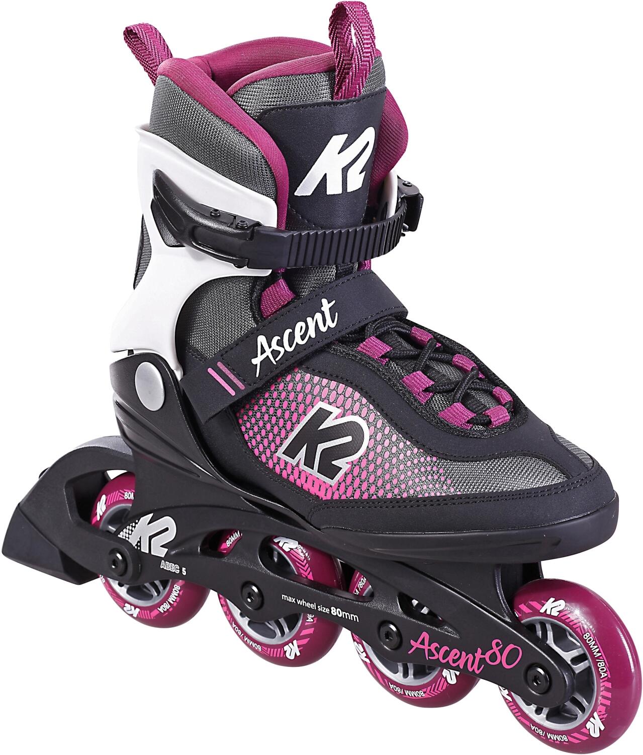 K2 Skate Damen Inline Skate Ascent 80 W — Black - Purple — EU: 39 (UK: 5.5 / US: 8) — 30F0760