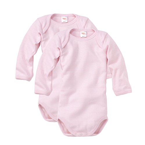 wellyou Baby und Kinder langarmbody/babybody für mädchen aus 100% Baumwolle, langarm body 2er set in rosa weiß, Rosa, 128 - 134