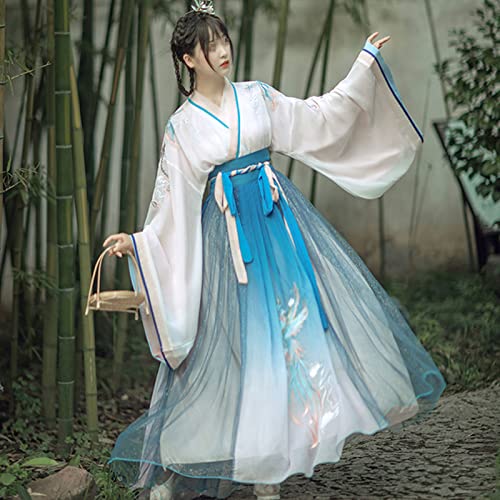 Verbessertes Hanfu-Kostüm im chinesischen Stil, Cosplay-Han-Fu-Kostüm für Erwachsene (Color : 6 Meters Skirt, Size : S=154-162cm)