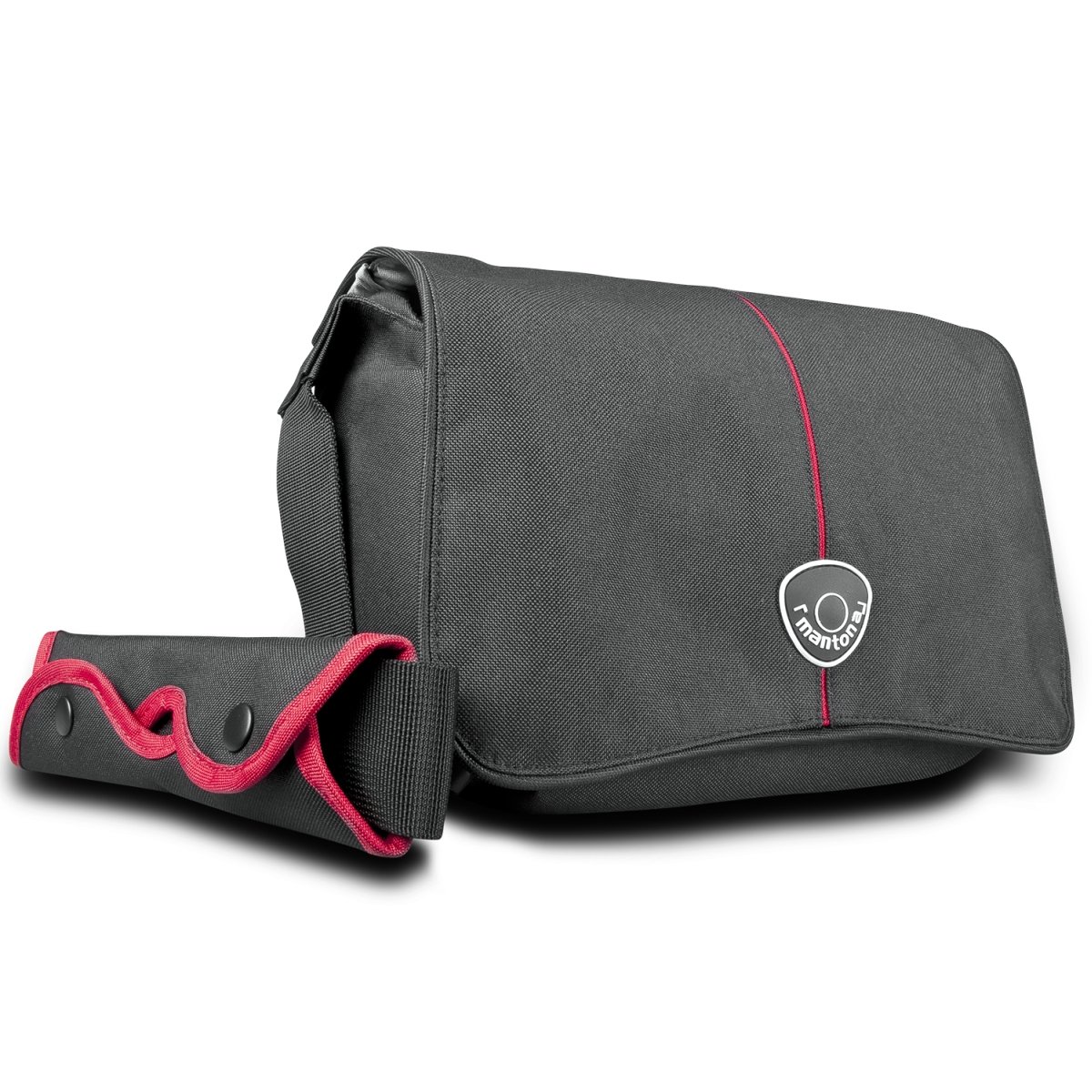 Mantona Cool Bag SLR-Kameratasche (Messenger Bag, Universaltasche) schwarz/rot