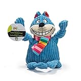 HuggleHounds Hundespielzeug aus Cord mit Quietschelement, für Aggressive Kauer, Regenbogen-Katze, groß