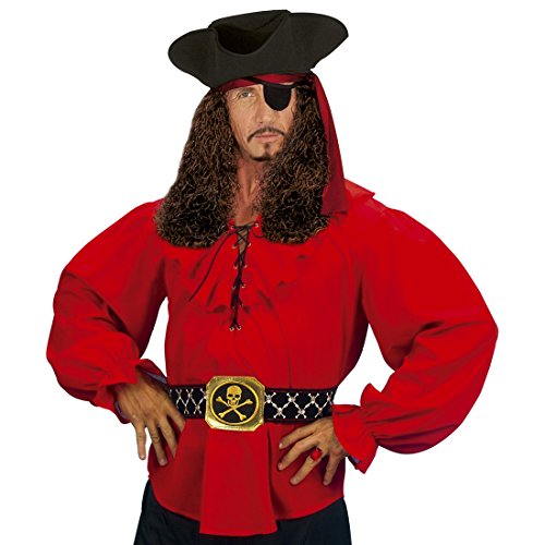 Amakando Herrenhemd Pirat Rotes Piratenhemd M/L 50/52 Seeräuber Gewandung Mittelalter Hemd Piraten Kostüm Herren Freibeuter Mittelalterhemd