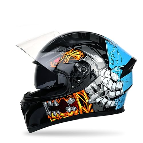 ZHXIANG Motorrad-Integralhelm, Retro-Motorrad-Integralhelm, Four Seasons Street Touring-Motorradhelm, modularer Helm, DOT/ECE-geprüft H,M=57-58CM