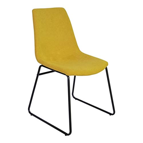 Zons Set mit 4 Cholo-Stühlen aus Stoff, Gelb und Metalleinsatz schwarz, groß