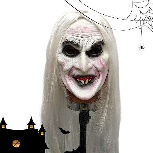 Umifica Halloween-Kostüm-Abdeckungen Gesicht | Hexe Halloween Gruselige Gesichtsbedeckung - Latex alte Frau Kopfbedeckung mit Haaren, Horror Kostüm Dress Up Requisiten für Party Maskerade