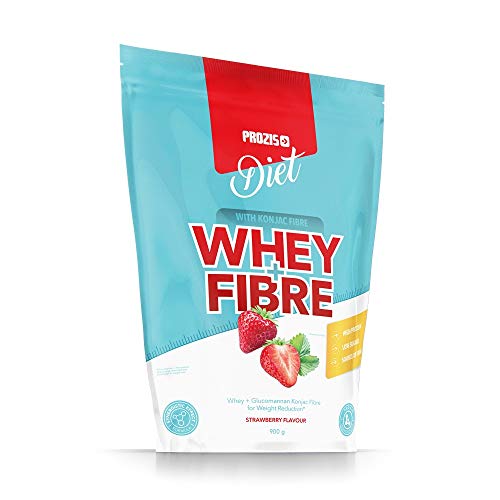 Prozis Whey + Fibre 900 g - Diät Molkenprotein mit Ballaststoffen, ideal zur Gewichtskontrolle und zum Gewichtsverlust - Erdbeere