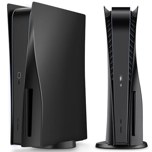 Schwarze PS5-Frontplatte, maßgeschneiderte PS5-Platte für Disc Playstation 5 Konsole, Hartschale, Ersatzabdeckplatten, mattschwarze Seitenplatte für Playstation 5