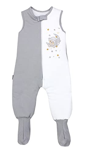 TupTam Baby Winter Schlafsack mit Beinen und Füßen, Farbe: Bär auf Mond/Grau, Größe: 80-86