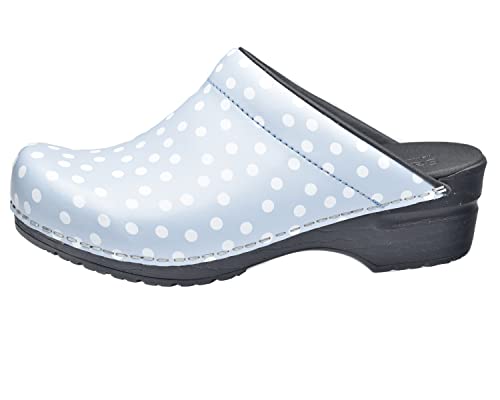 Sanita | Fenja offener Clog | Original handgemacht | Flexible Leder-Clogs für Damen | Anatomisch geformtes Fußbett mit weichem Schaum | Blau | 40 EU