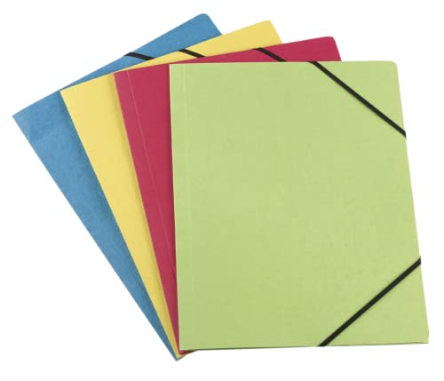 50 Mappen, 3 Klappen, neutral, A4, mit Gummizug, Umschlag aus recycelten Karten, verschiedene Farben