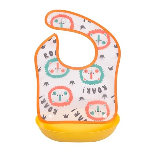 Baby essen Lätzchen EVA wasserdichte Fütterung abnehmbare Reistasche Kinderlätzchen Speichelhandtuch Einweg-Mahlzeittasche für Kinder (gelber Löwe)
