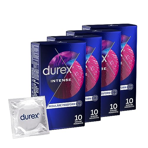 Durex Kondome genoppt und gerippt mit Stimulationsgel für eine intensive Befriedigung der Frau Durex Intense Orgasmic 40 Stück