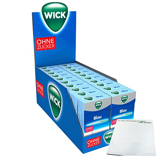Wick Blau Menthol Halsbonbon ohne Zucker (20x46g Packung) + usy Block