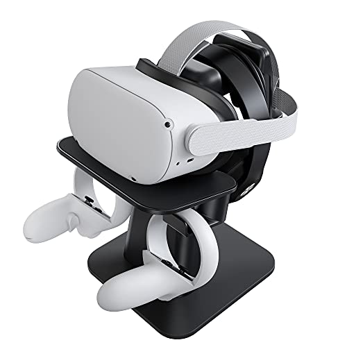 KIWI design VR Ständer, Displayhalter und Controller Halterung Kompatibel mit Quest 2/Quest 1/ Rift/Rift S/GO/HTC Vive/Vive Pro/Valve Index/PSVR 2/PICO VR-Headset und Controller, Schwarz