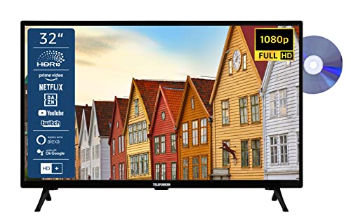 TELEFUNKEN XF32SN550SD 32 Zoll Fernseher/Smart TV (Full HD, HDR, Triple-Tuner, DVD-Player) - Inkl. 6 Monate HD+ [2023]