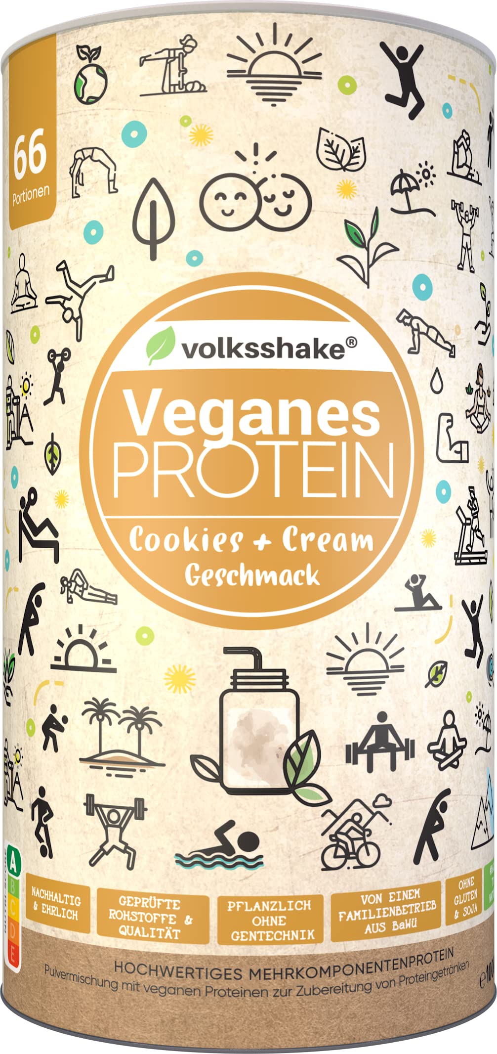 Veganes Protein Cookies & Cream | 1000g | 12 pflanzliche Proteinquellen | Ohne Soja & Gluten | Premiumqualität vom Bodensee | Made in Germany