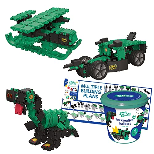 Clics Dino World- Konstruktionsspielzeug für Kinder ab 3 Jahre, kreatives Lernspielzeug im 151 Teile Set, Bausteine für Mädchen und Jungen, Montessori STEM-Spielzeug, Langlebige Spielzeug