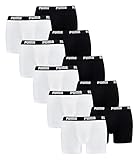 PUMA 10 er Pack Boxer Boxershorts Men Herren Unterhose Pant Unterwäsche, Farbe:301 - White/Black, Bekleidungsgröße:M