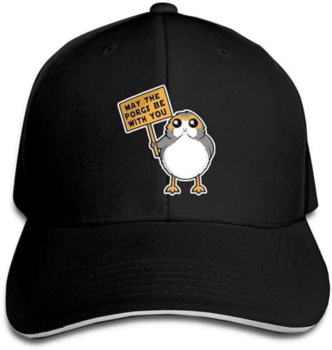 OSEVIO Herren Baseballmütze Unisex Outdoor May The Porgs Be with You Baseballkappen Sandwich Caps Hüte für Frauen Denim Four Seasons Unisex Casual Geschenk