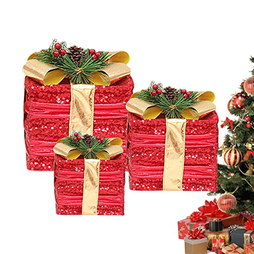 Zceplem Dekorative Geschenkboxen | Weihnachtsgeschenkbox Dekoration | 3er-Set Geschenkpapier mit Schleifen