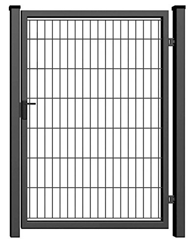 Gartentor Gartenpforte Doppelstab in Anthrazit (RAL 7016) komplett (100x200cm)