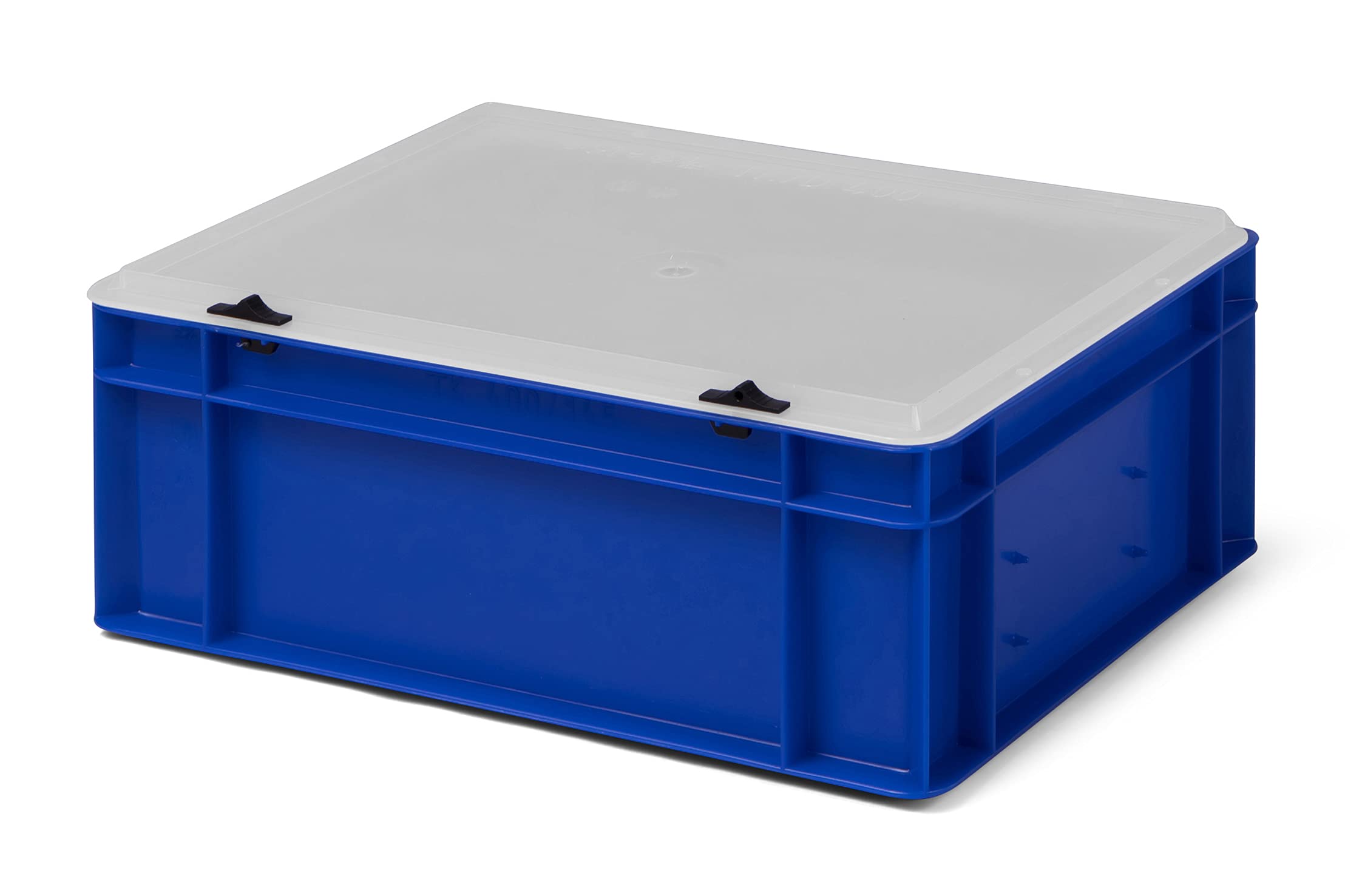 1a-TopStore Design Eurobox Stapelbox Lagerbehälter Kunststoffbox in 5 Farben und 16 Größen mit transparentem Deckel (matt) (blau, 40x30x15 cm)