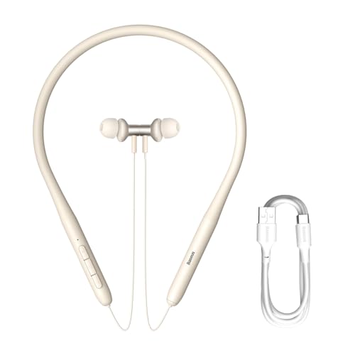 Baseus V5.3 Kabellose Bluetooth-Kopfhörer, In-Ear-Kopfhörer, magnetisches Nackenbügel, 25 Stunden Spielzeit, IPX4 wasserdichte Kopfhörer (P1x), Weiß