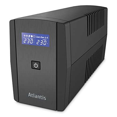 Atlantis a03-s120 One Power stepwave Line Interactive USV, 1000 VA, 500 W, v-Out 190 – 245 VAC AVR, USB 4 x IEC, schwarz