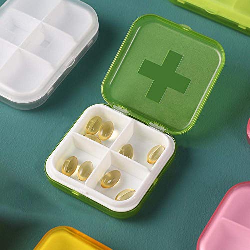 SMBAOFUL Langlebige und glatte grüne Pillenaufbewahrungsbox mit 4 Gittern: Organisieren und sichern Sie Ihre Medikamente