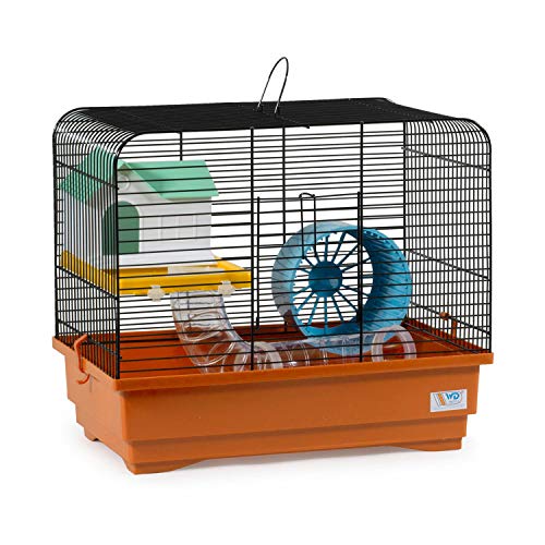 decorwelt Hamsterkäfige Orange Außenmaße 40x25x34,5 Nagerkäfig Hamster Plastik Kleintier Käfig mit Zubehör