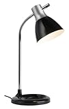 BRILLIANT Lampe Jan Tischleuchte silber/schwarz | 1x A60, E27, 40W, geeignet für Normallampen (nicht enthalten) | Mit Druckschalter am Kopf