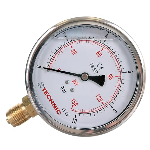 Manometer Glyzerin 0-10 BAR / 150 PSI 100mm 1/2" Druckanzeige