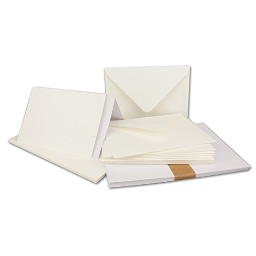 200x Faltkarten SET DIN A6/C6 mit Brief-Umschlägen in Natur-Weiß - inklusive Einleger - 14,8 x 10,5 cm - Premium Qualität - FarbenFroh