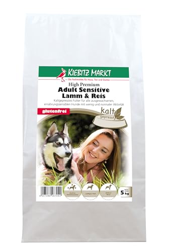 Kiebitzmarkt High Premium Hundefutter Trockenfutter kaltgepresst Adult Sensitive Lamm & Reis glutenfrei (5 kg)