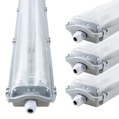 LED-Feuchtraumleuchte 120 cm, 36W, 2 LED-Röhren neutralweiß, IP65, 4.320 Lumen, Sparpack mit 4 Stück