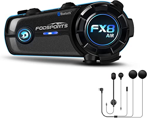 FODSPORTS FX8 AIR Motorrad Intercom【Antennendesign,3 Toneffekte Einstellen】 Motorradhelm Bluetooth Headset mit Geräuschunterdrückung,900 mAh,Motorradhelm Kommunikationssystem mit 2 Teilnehmern