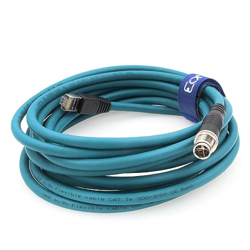 Eonvic Cognext Industrial Ethernet M12 8-Pin X-Type auf RJ45 High-Flex Kabel 5M blau