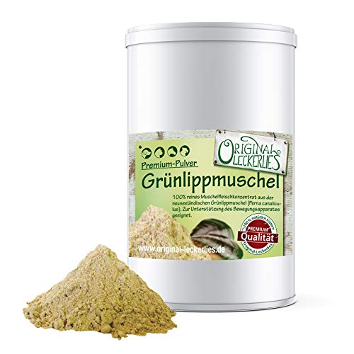 Original-Leckerlies: Grünlippmuschelpulver 500 g - natürlicher Taurinlieferant, Lebensmittelqualität, Naturprodukt für Hunde, barfen